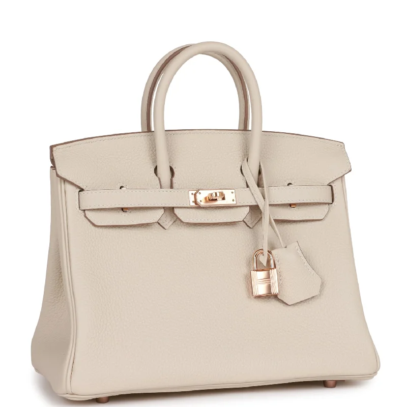 High - Capacity Hermes Duffle - Style Bags for Extended TripsHermes Birkin Bags with a Chain - Embellished Handle for a Modern TwistHermes Birkin 25 Craie Togo Rose Gold Hardware