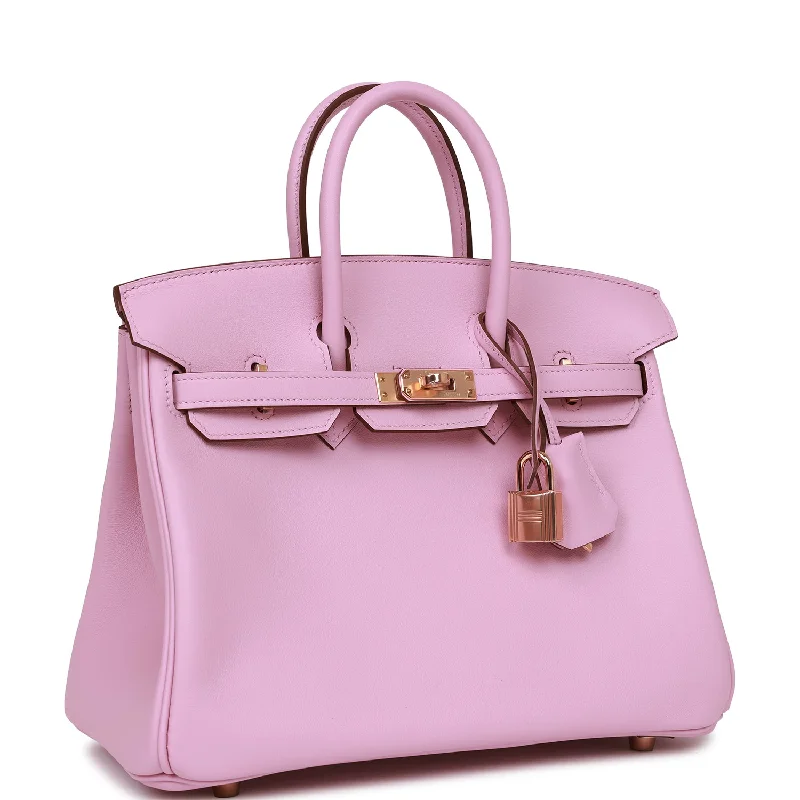 Hermes Bags with Interior Dividers and OrganizersHermes Birkin Bags with a Detachable Keychain HolderHermes Birkin 25 Mauve Sylvestre Swift Rose Gold Hardware