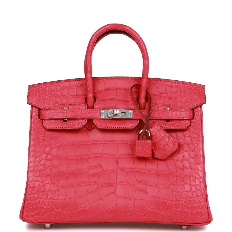 Two - Tone Hermes Bags for a Modern and Stylish AppearanceHermes Birkin Bags with a Reinforced Bottom Panel for LongevityHermes Birkin 25 Rose Extreme Matte Alligator Palladium Hardware