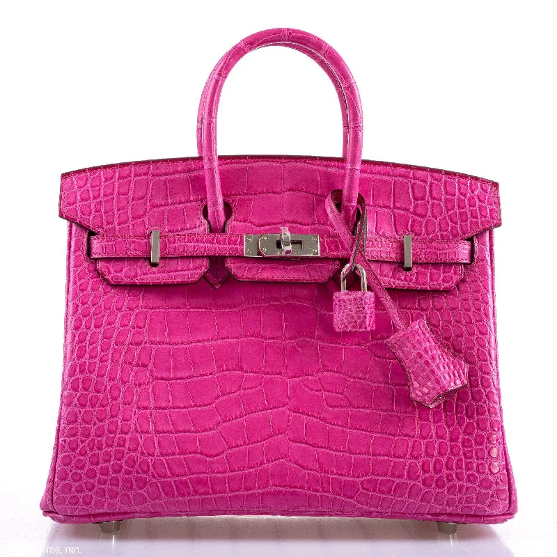 Two - Tone Hermes Bags for a Modern and Stylish AppearanceHermes Birkin Bags with a Removable Interior OrganizerHermes Birkin 25 Rose Shocking Matte Alligator Palladium Hardware- 2020,Y