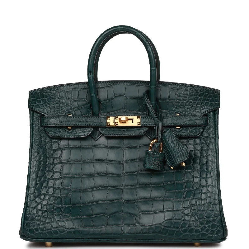 Sequined and Beaded Hermes Bags for Glamorous EventsHermes Birkin Bags with Hand - Stitched Detailing for Artisanal AppealHermes Birkin 25 Vert Cypress Matte Alligator Gold Hardware