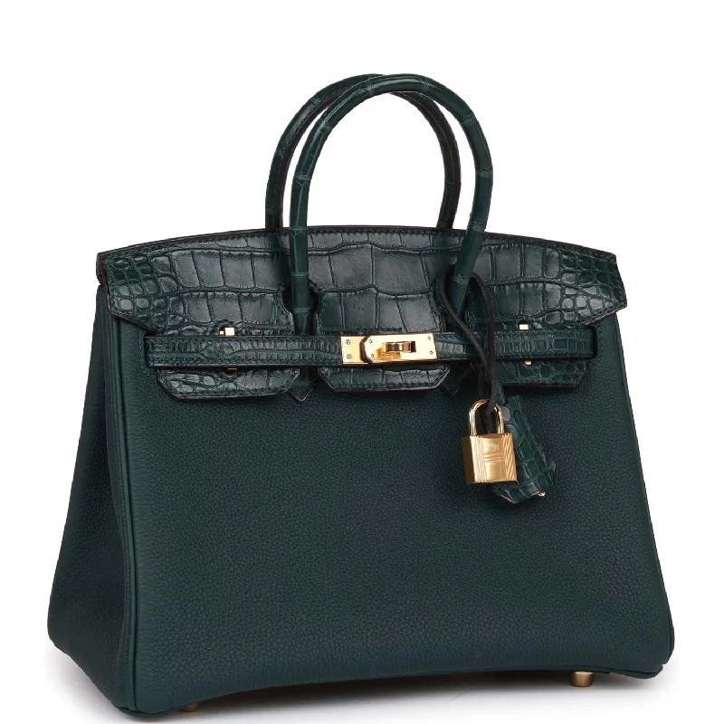 Elegant Hermes Clutch - Style Bags for Formal GalasHermes Birkin Bags with Custom - Engraved Hardware for PersonalizationHermes Birkin 25 Vert Cypress Matte Alligator and Togo Touch Gold Hardware