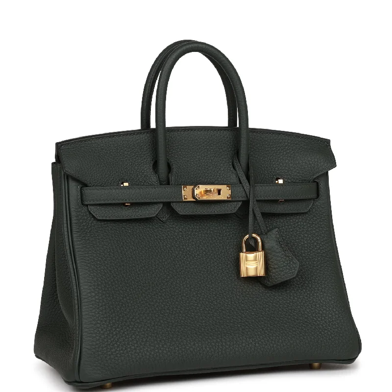 Easy - to - Clean Hermes Bags for Busy LifestylesHermes Birkin Bags with a Hand - Carved Leather DecorationHermes Birkin 25 Vert Fonce Togo Gold Hardware