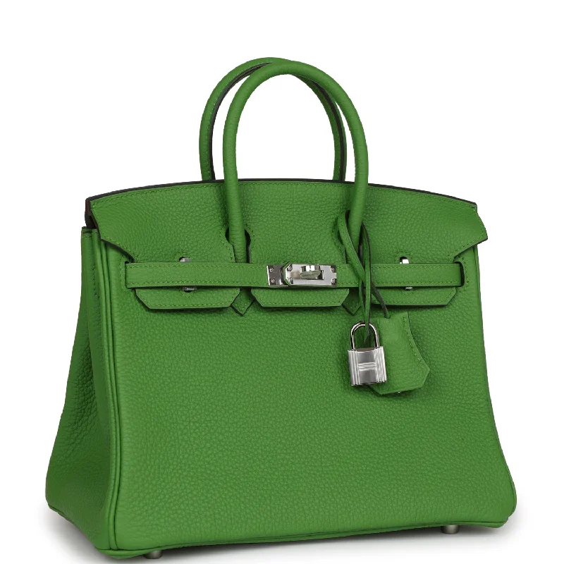 Quilted Hermes Bags for a Luxurious and Cozy AestheticHermes Birkin Bags with a Snap - Fastened Front Pocket for Easy AccessHermes Birkin 25 Vert Yucca Togo Palladium Hardware