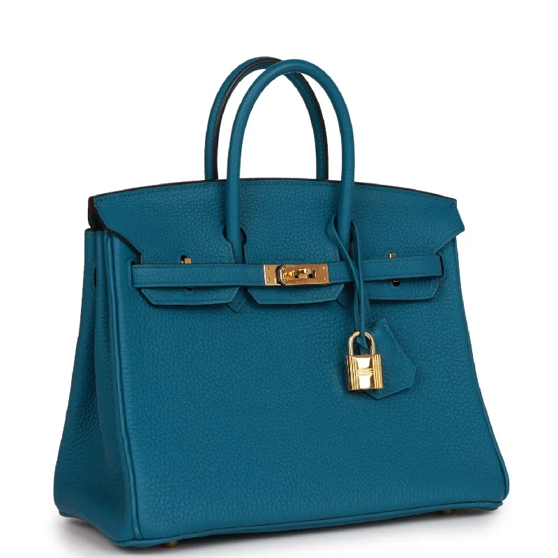 Color - Blocked Hermes Bags for a Bold Fashion StatementHermes Birkin Bags with a Zippered Interior Compartment for ValuablesHermes Birkin 25 Colvert Togo Gold Hardware