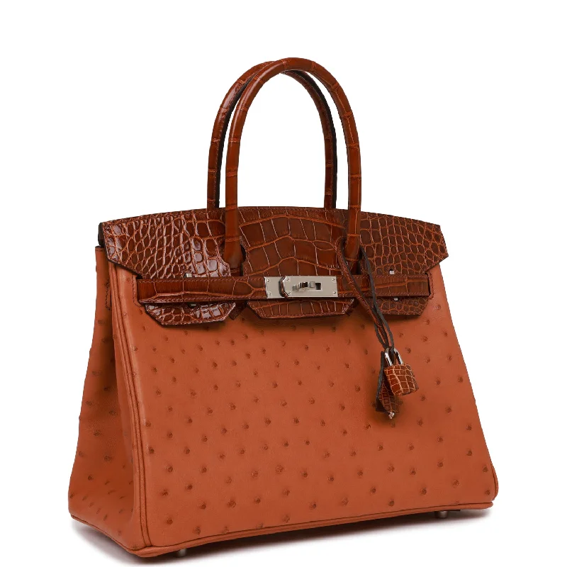 Sustainable and Ethical Hermes Bags for Conscious ConsumersHermes Birkin Bags with a Pebbled Leather Texture for a Rugged yet Elegant AppealHermes Birkin 30 Cognac and Miel Shiny Alligator and Ostrich Touch Palladium Hardware