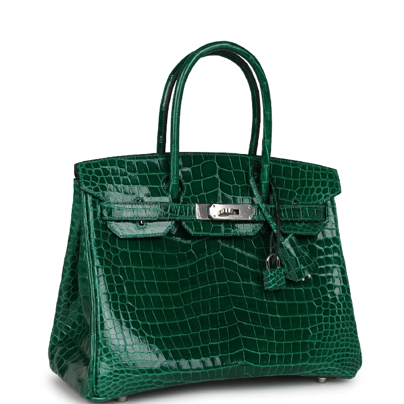 Seasonal - Exclusive Hermes Bags for Summer GetawaysHermes Birkin Bags in a Metallic Rose Gold for a Glamorous TouchHermes Birkin 30 Emerald Shiny Niloticus Crocodile Palladium Hardware