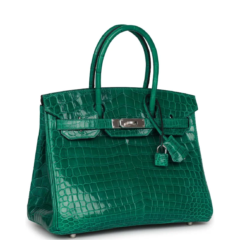 Sequined and Beaded Hermes Bags for Glamorous EventsHermes Birkin Bags with Hand - Stitched Detailing for Artisanal AppealHermes Birkin 30 Emerald Shiny Niloticus Crocodile Palladium Hardware