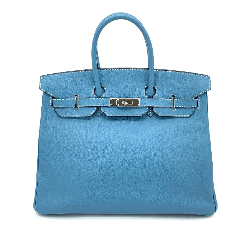 Pattern - Mixing Hermes Bags for a Trendy and Edgy LookHermes Birkin Bags with a Woven Leather Strap DetailHERMES BIRKIN 35 BLUE JEAN EPSOM HAND BAG □K SHW 90253873