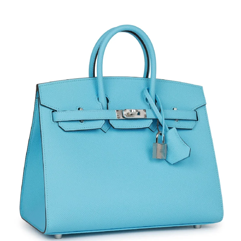 Hermes Victoria Bags with Signature Turnlock ClosuresHermes Birkin Bags with a Leather - Lined Interior Pocket for Added ProtectionHermes Birkin Sellier 25 Celeste Epsom Palladium Hardware