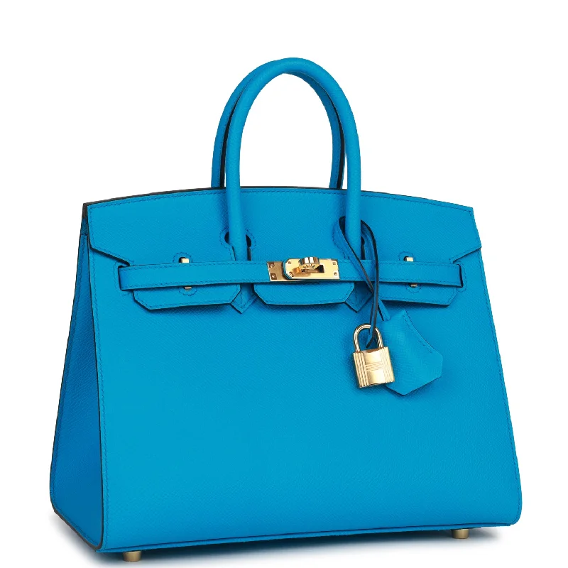 Soft - Handled Hermes So Kelly Bags for a Feminine TouchHermes Birkin Bags in a Shiny Patent Leather Finish for a Glossy LookHermes Birkin Sellier 25 Bleu Frida Epsom Gold Hardware