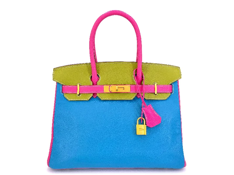 Art - Inspired Hermes Bags Collaborated with Renowned ArtistsHermes Birkin Bags with a Beaded Leather Strap for a Bohemian - Glamour LookHermès Special Order Chèvre 30cm Birkin Brushed Gold HW Pink Green Blue Bag D6T