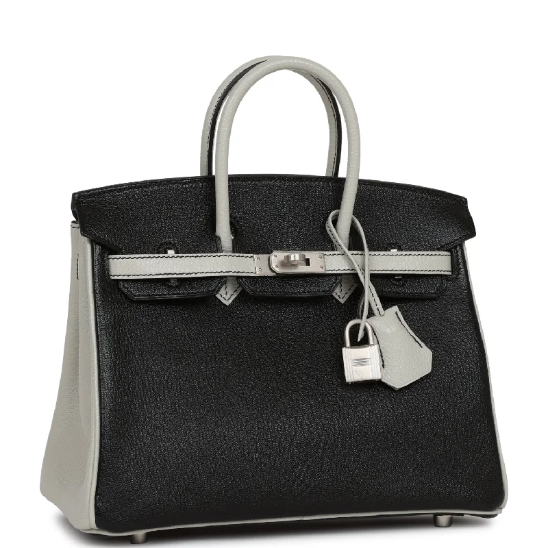 Water - Resistant Hermes Beach Bags for Summer FunHermes Birkin Bags with a Crystal - Embellished Lock for Added LuxuryHermes Special Order (HSS) Birkin 25 Black and Gris Perle Chèvre Brushed Palladium Hardware