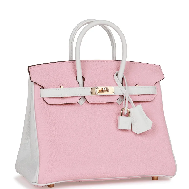 Pet - Friendly Hermes Pet Carrier Bags in Signature StylesHermes Birkin Bags with Custom - Engraved Hardware for PersonalizationHermes Special Order (HSS) Birkin 25 Rose Sakura and White Clemence Gold Hardware