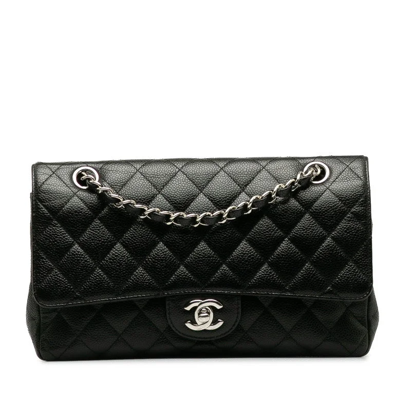 Chanel Black Handbag for Business MeetingsChanel Matrace 25 Cocomark Double Flap ilver  Chain Shoulder Bag Black Caviar S  CHANEL