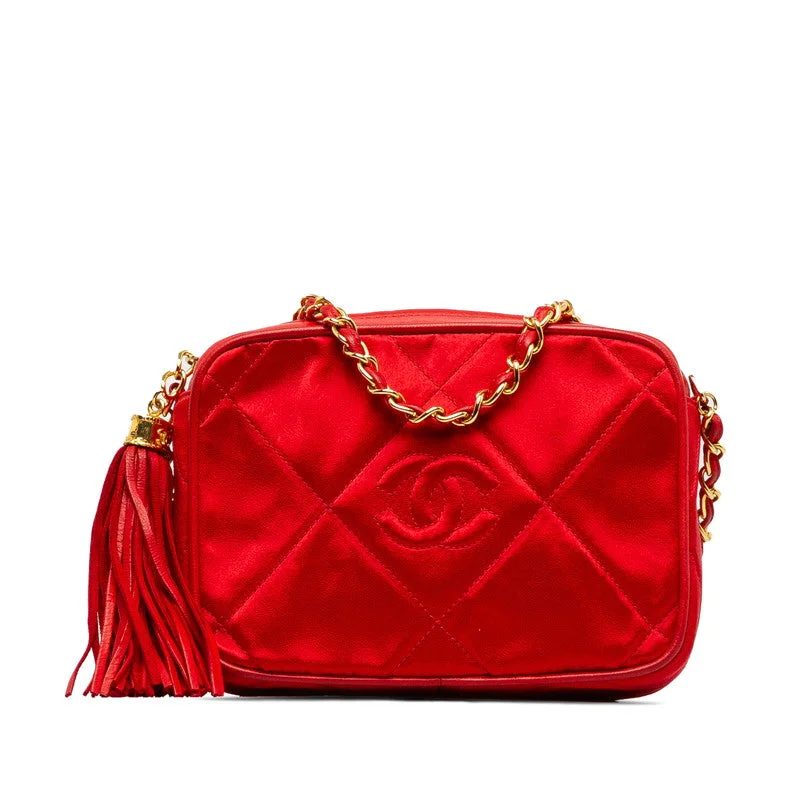 Chanel New Arrival Handbag with Gold HardwareChanel Matrases Cocomark Chain Fringe Chain houlder Bag Red Leather Saten  Chanel