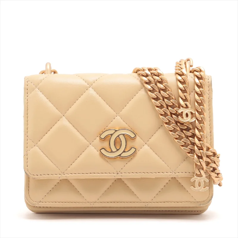 Chanel Handbag with Adjustable Strap for ComfortChanel Matrasse  Chain Wallet Beige Gold  32rd