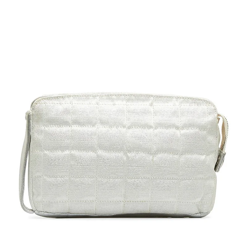 Chanel Small Crossbody Bag for TravelChanel New Label Line Porch ilver White Nylon Leather  CHANEL