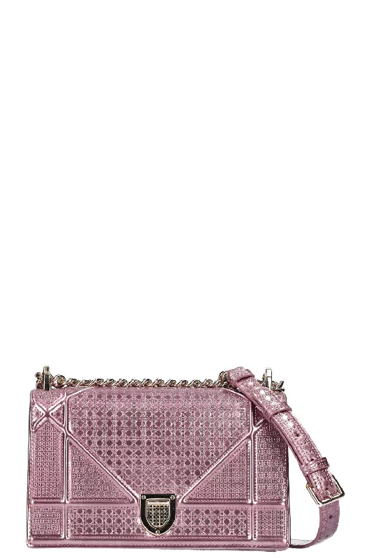 Contemporary Christian Dior handbags with a unique shapeCHRISTIAN DIOR Diorama Bag Metallic Pink