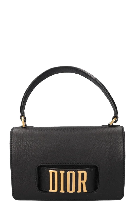 Contemporary Christian Dior handbags with a unique shapeCHRISTIAN DIOR Dio(R)evolution Top Handle Flap Bag Black