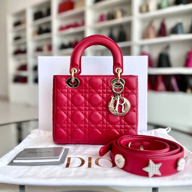 Christian Dior bags with a quilted pattern and gold - toned hardwareLady Small Lambskin Red Badge Charm ABC MyABC Shoulder Bag