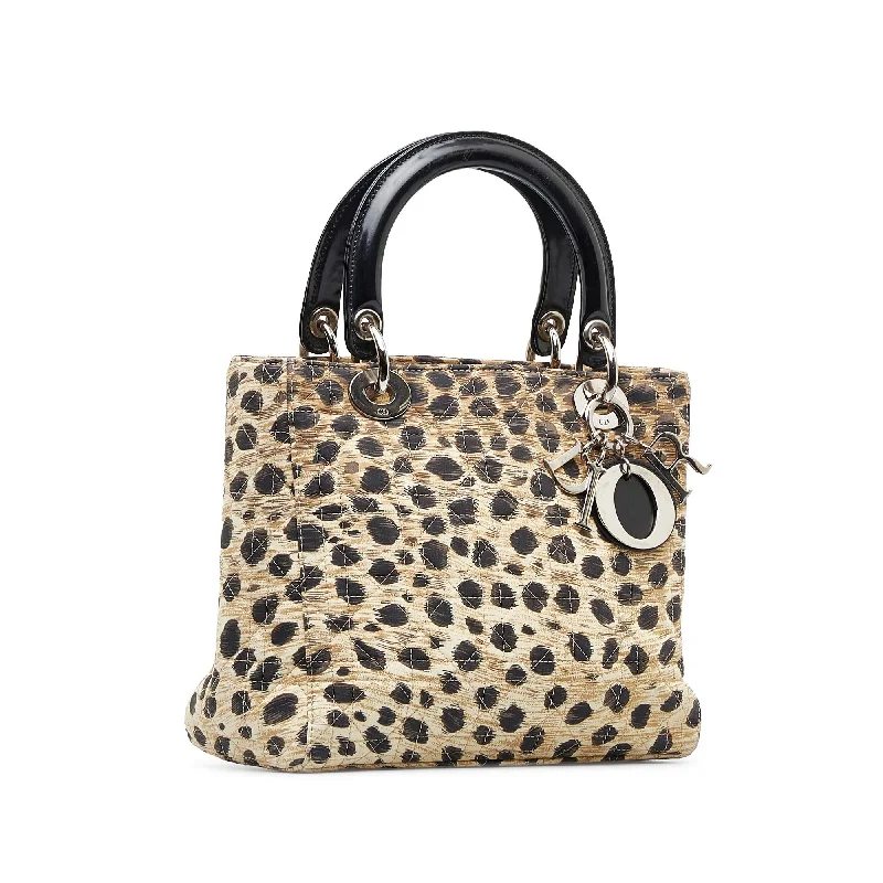 Christian Dior Saddle bags with a distressed leather finishDior Medium Cannage Leopard Print Lady Dior (Sbc9Zg)