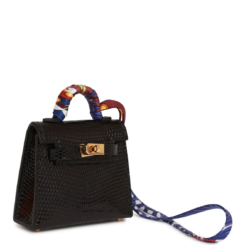 Water - Resistant Hermes Beach Bags for Summer FunHermès Kelly Bags with a back - pocket for additional storageHermes Black Lizard Mini Kelly Twilly Bag Charm