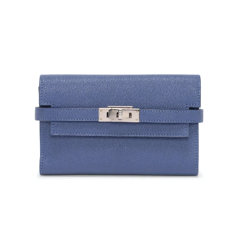 High - End Hermes Jypsiere Bags for the Fashion - ForwardHermès Kelly Bags with a zip - top closure for added securityHermes Bleu Brighton Chevre Mysore Medium Kelly Wallet