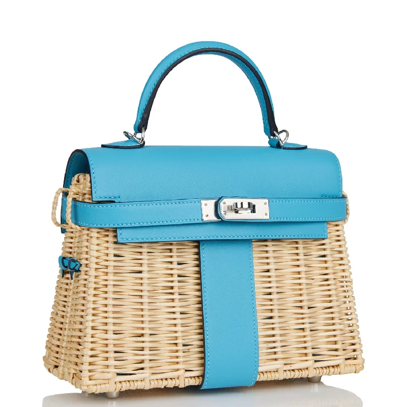 Sustainable and Ethical Hermes Bags for Conscious ConsumersHermès Kelly Bags with a quilted leather exterior for a luxurious feelHermes Mini Picnic Kelly 20 Bleu du Nord Swift Palladium Hardware