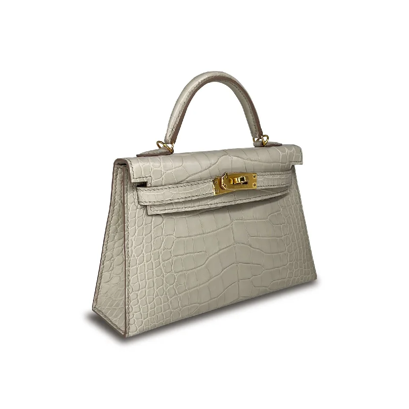 Hermes Bags with Adjustable Shoulder and Crossbody Straps·Pre Owned Hermes Kelly Beton Matte Designer Bag K20 GHW