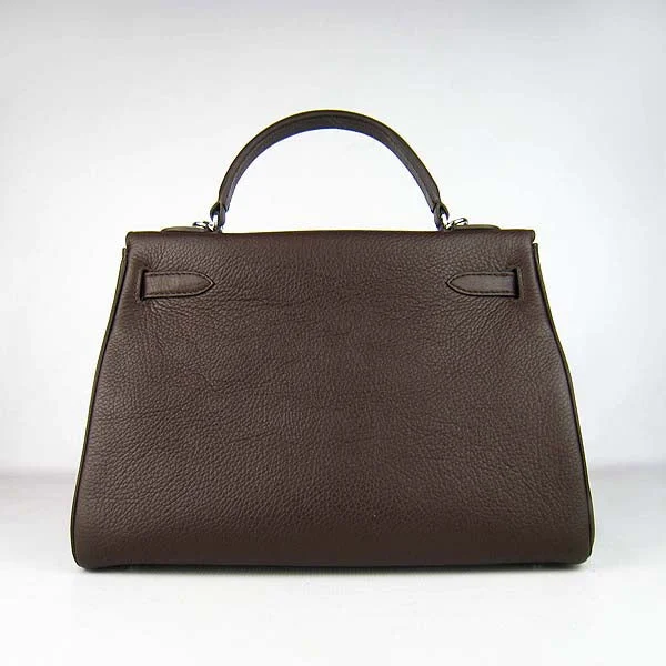 Hermes Bags with Interior Dividers and OrganizersHermès Kelly Bags with a snap - fastened front pocket for convenienceHermes Kelly 32cm Togo Leather 6108 Dark Coffee Silver