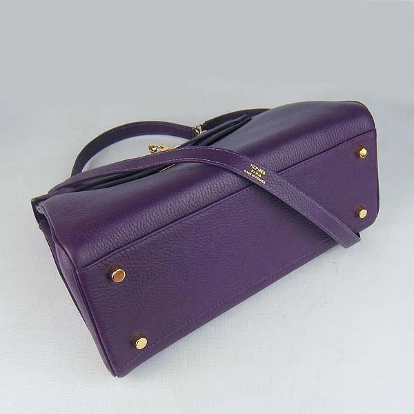 Hermes Bags with Adjustable and Padded Shoulder StrapsMedium - sized Hermès Kelly Bags in Taurillon Clemence leather for durabilityHermes Kelly 32cm Togo Leather Handbag 6108 Purple Golde