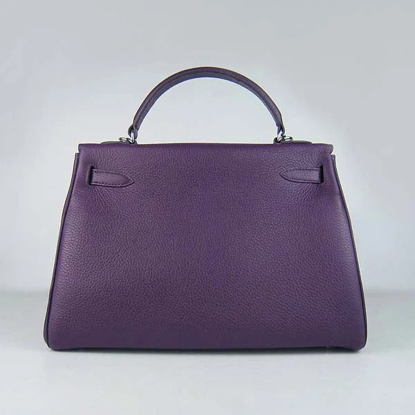 Durable Hermes Canvas - Trimmed Bags for Outdoor UseHermès Kelly Bags with a hand - stitched leather handle for artisanal charmHermes Kelly 32cm Togo Leather Handbag 6108 Purple Silve