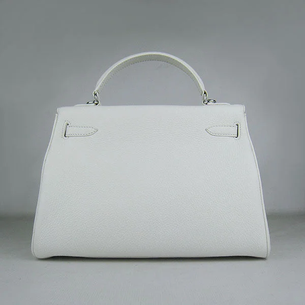 Sustainable and Ethical Hermes Bags for Conscious ConsumersHermès Kelly Bags with a braided leather handle for a bohemian touchHermes Kelly 32cm Togo Leather Handbag 6108 White Silver