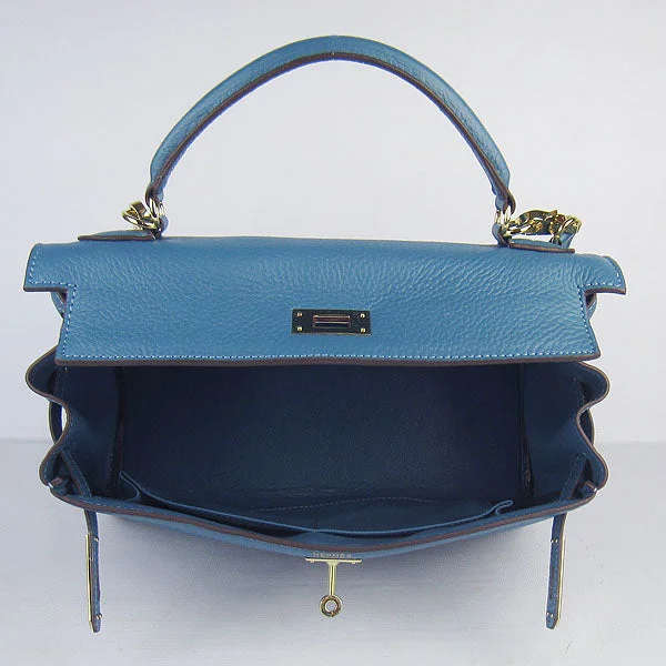 Affordable Replica - Quality Hermes - Inspired BagsHermès Kelly Bags with a magnetic - snap closure for easy accessHermes Kelly 32cm Togo Leather Handbag Blue/Golden