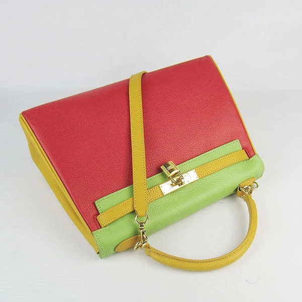 Two - Tone Hermes Bags for a Modern and Stylish AppearanceHermès Kelly Bags with a two - tone leather design for visual interestHermes Kelly 32cm Togo Red/Green/Yellow Golden