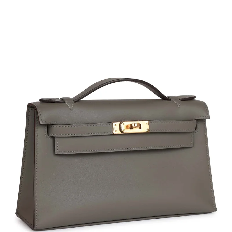 Minimalist Hermes Bags for a Sleek and Timeless LookHermès Kelly Bags with a single - handle design for simplicityHermes Kelly Pochette Gris Meyer Swift Gold Hardware