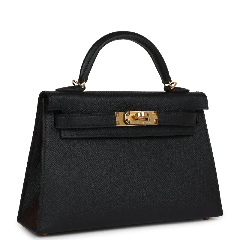 Hermes Bags with Hidden Pocket Compartments for PrivacyHermès Kelly Bags with a hand - burnished edge finish for a vintage charmHermes Kelly Sellier 20 Black Epsom Gold Hardware