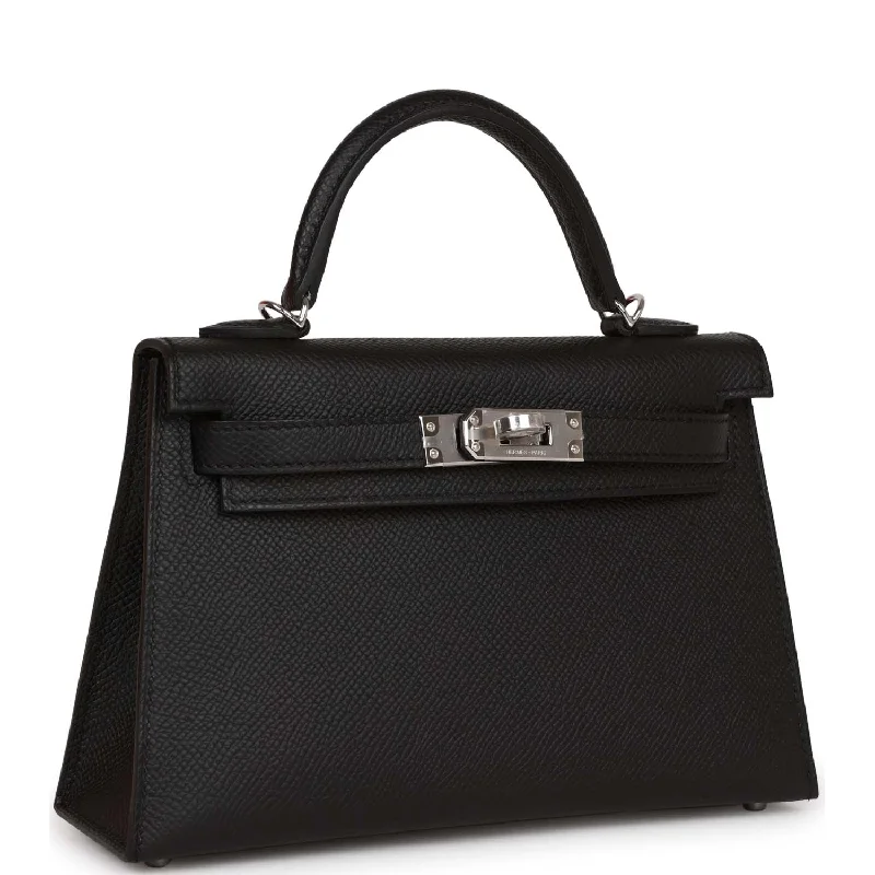 Designer - Crafted Hermes Bags for Fashion AficionadosHermès Kelly Bags in a soft ivory color for an elegant aestheticHermes Kelly Sellier 20 Black Epsom Palladium Hardware