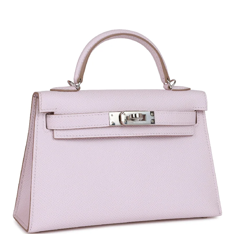 Hermes Lindy Bags in Seasonal Print CollaborationsHermès Kelly Bags with a crystal - embellished turnlock for added luxuryHermes Kelly Sellier 20 Mauve Pale Epsom Palladium Hardware