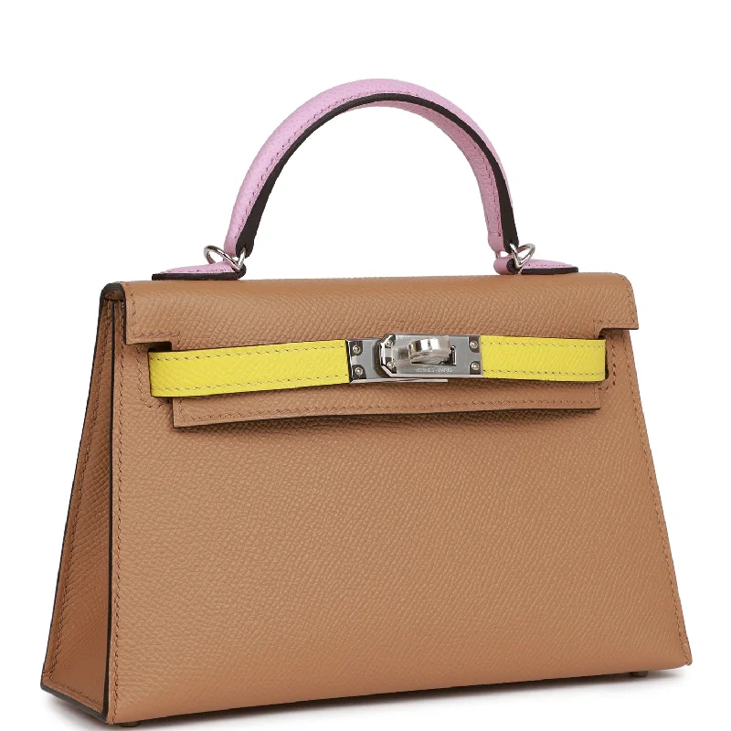 Sustainable and Ethical Hermes Bags for Conscious ConsumersHermès Kelly Bags with a contrast - colored interior liningHermes Kelly Sellier 20 Tri-Color Chai, Lime and Mauve Sylvestre Epsom Palladium Hardware