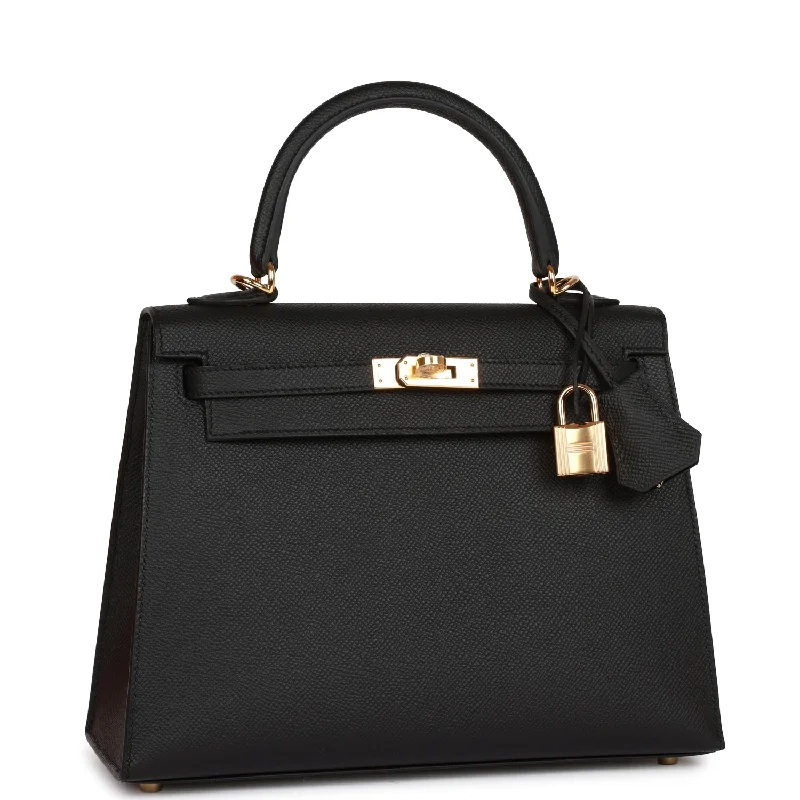 Sporty - Inspired Hermes Bags for Active LifestylesHermès Kelly Bags with a key - lock and keychain setHermes Kelly Sellier 25 Black Epsom Gold Hardware