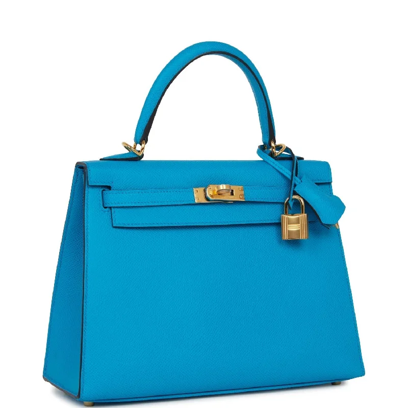 Elegant Hermes Clutch - Style Bags for Formal GalasHermès Kelly Bags with a detachable mirror insideHermes Kelly Sellier 25 Bleu Frida Epsom Gold Hardware