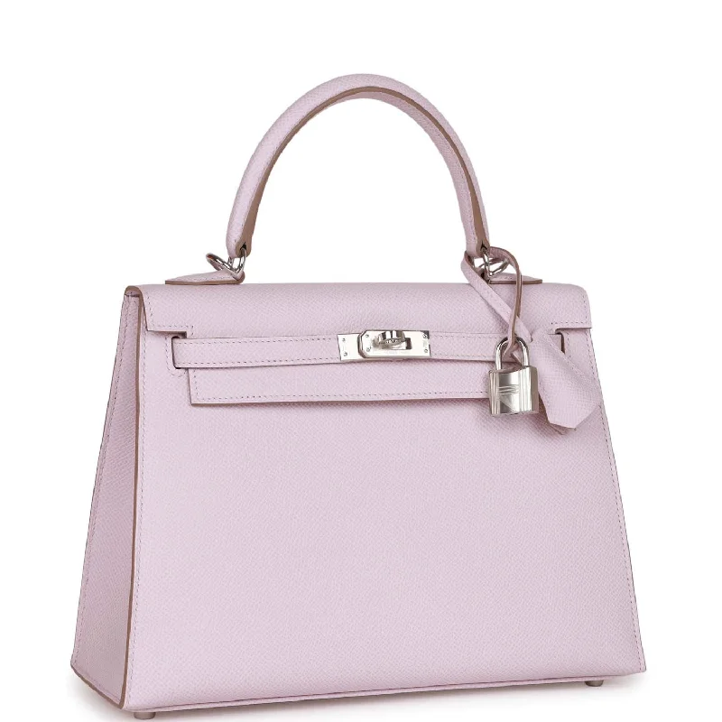 Hermes Bags with Interior Dividers and OrganizersHermès Kelly Bags made of exotic alligator leather for ultimate luxuryHermes Kelly Sellier 25 Mauve Pale Epsom Palladium Hardware