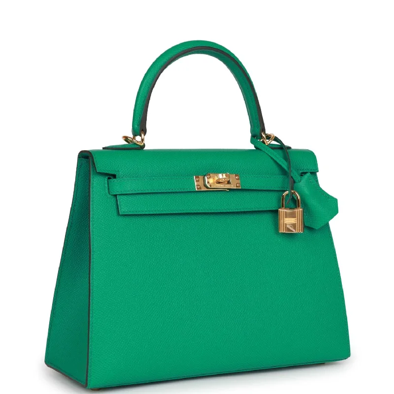 Breathable Hermes Gym Bags for Fitness EnthusiastsHermès Kelly Bags with a leather - wrapped turnlock for added eleganceHermes Kelly Sellier 25 Vert Jade Epsom Gold Hardware