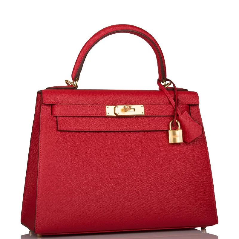 Sustainable and Ethical Hermes Bags for Conscious ConsumersHermès Kelly Bags with a braided leather handle for a bohemian touchHermes Kelly Sellier 28 Rouge Casaque Epsom Gold Hardware