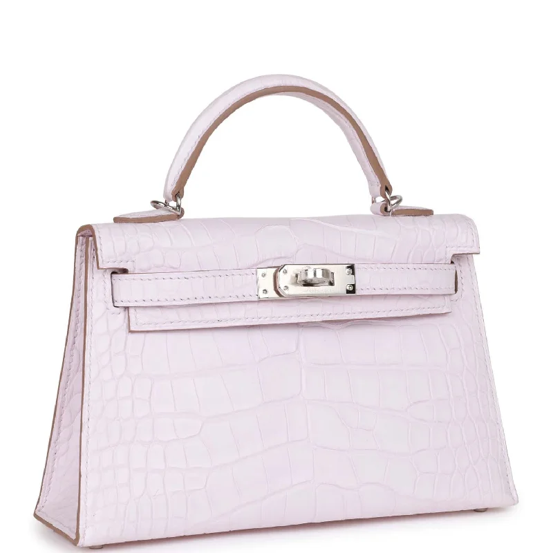 Exquisite Hermes Picotin Bags for Everyday EleganceHermès Kelly Bags in a deep indigo blue for a classic and sophisticated lookHermes Kelly Sellier 20 Mauve Pale Satin Boreal Alligator Palladium Hardware