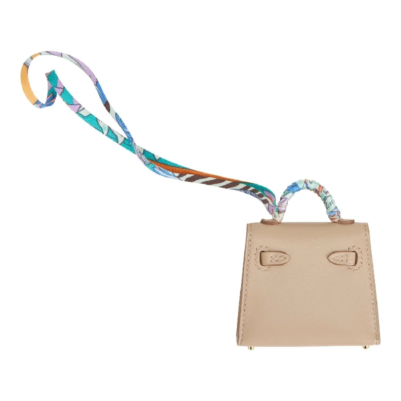 Hermes Bags with RFID - Blocking Linings for SecurityHermès Kelly Bags with a braided leather handle for a bohemian touchHermes Mini Kelly Twilly Bag Charm Argile Tadelakt Gold Hardware