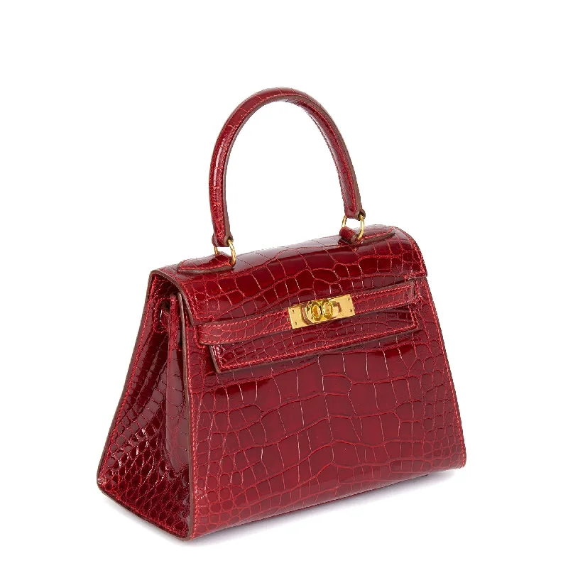 Hermes Bags for the Discerning Luxury CollectorHermès Kelly Bags with a front - pocket for quick - access itemsHermes Rouge Sellier Shiny Alligator Vintage Kelly 20cm Sellier Shoulder Bag