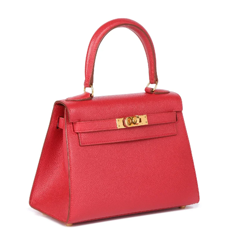 Hermes Bags with Hand - Painted Details for a Unique TouchHermès Kelly Bags in a bold tomato red for a fashion - forward statementHermes Rouge Vif Couchevel Leather Kelly 20cm Sellier Top Handle Bag